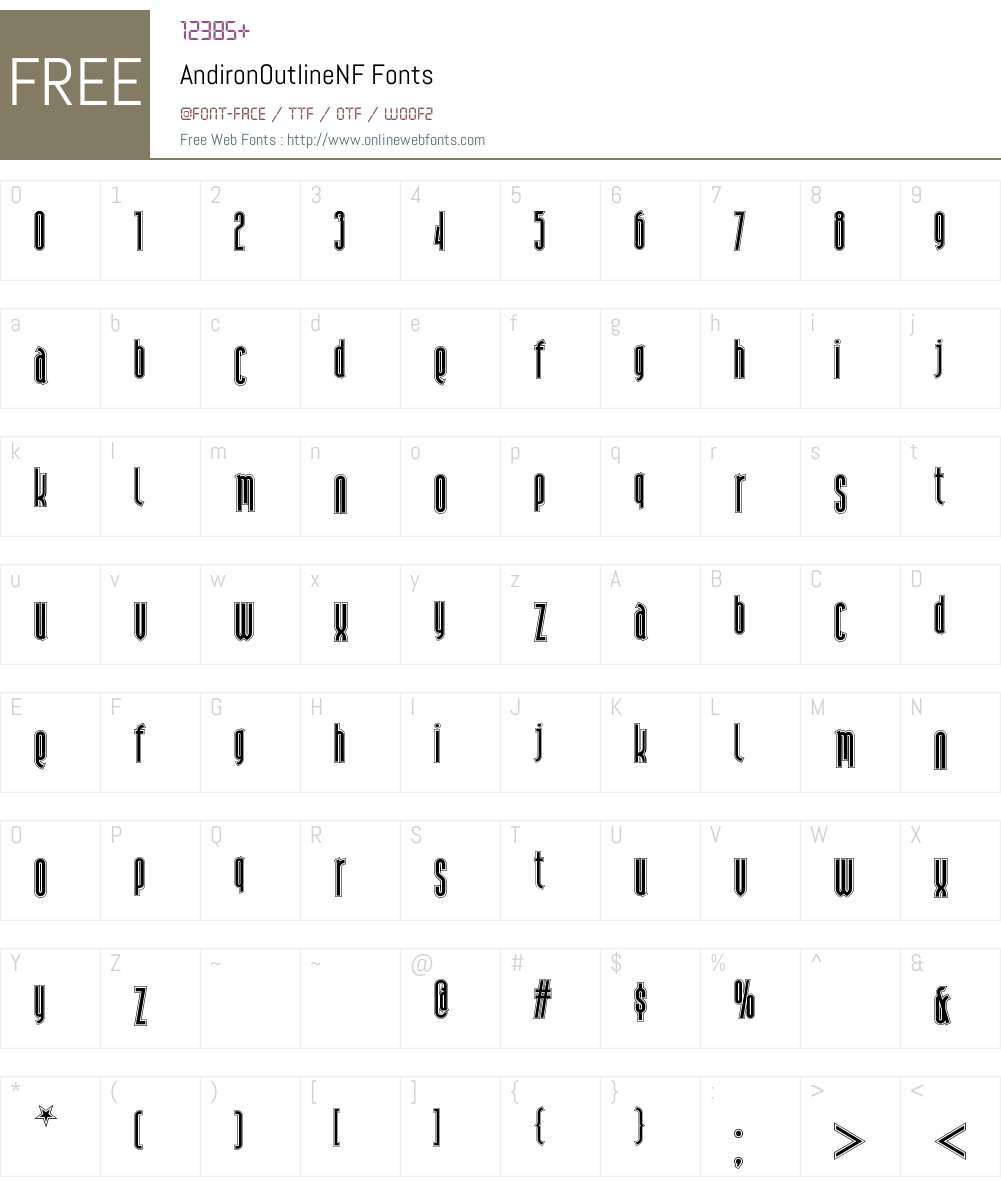 Andiron Outline NF Font Screenshots