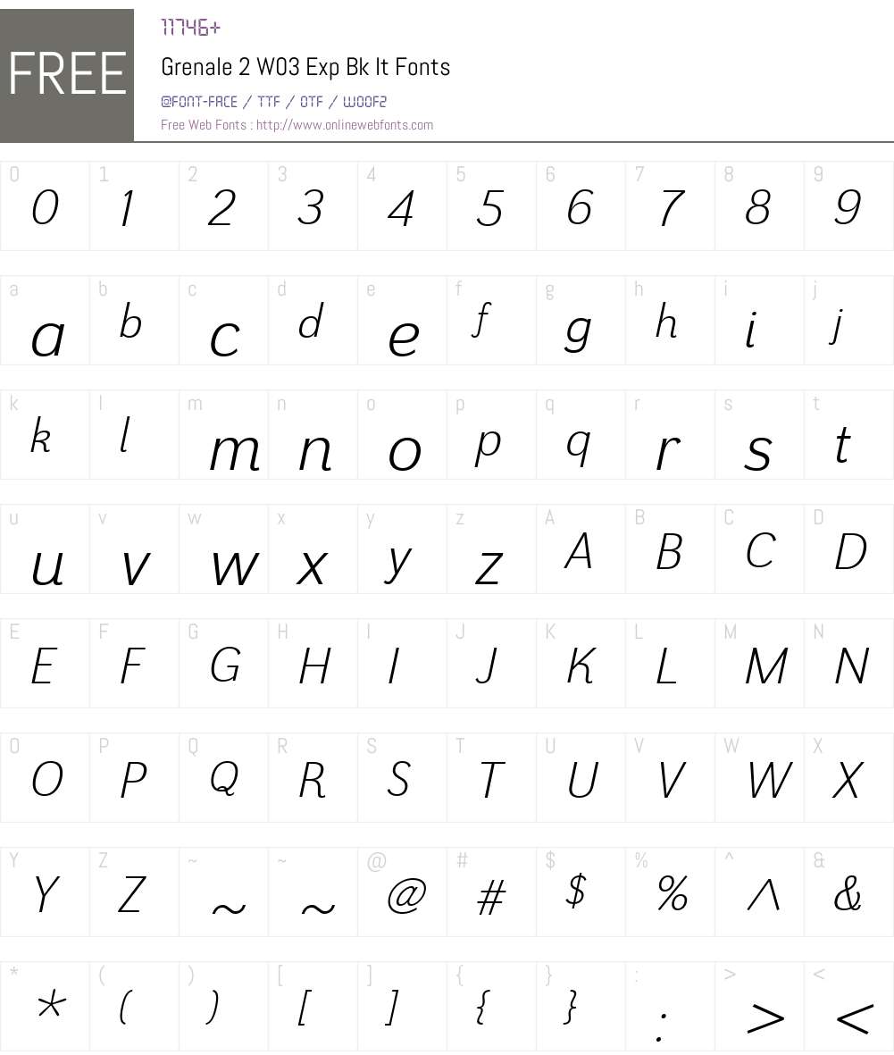 Grenale2W03-ExpBkIt Font Screenshots