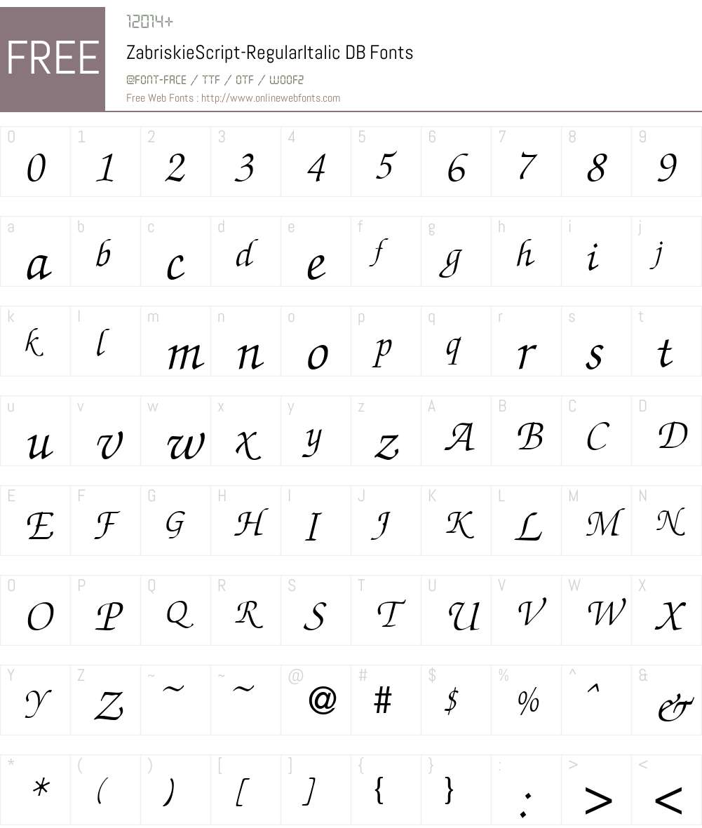 ZabriskieScript DB Font Screenshots