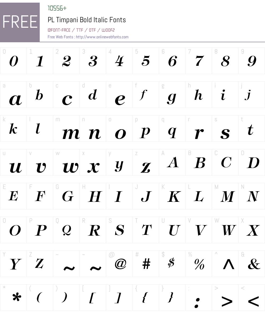 PL Timpani Font Screenshots