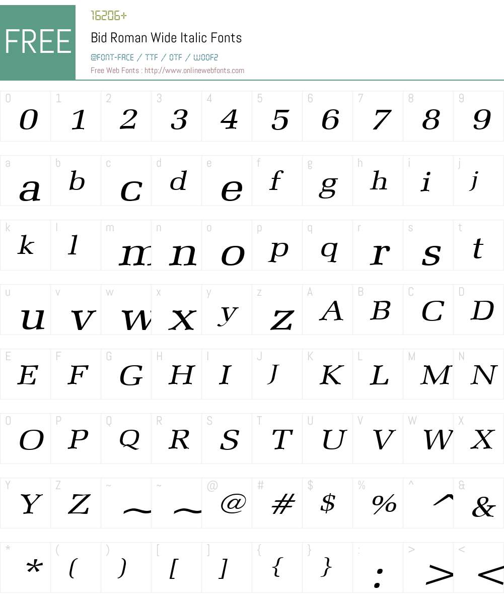 Bid Roman Wide Font Screenshots