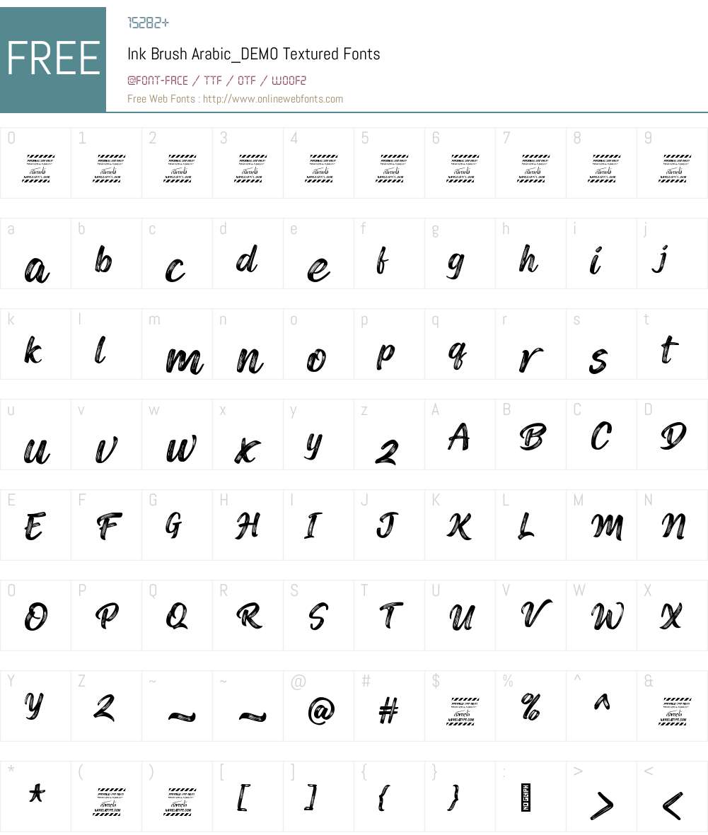 Ink Brush Arabic_DEMO Textured 1.000;Glyphs 3.1.2 (3151) Fonts Free ...