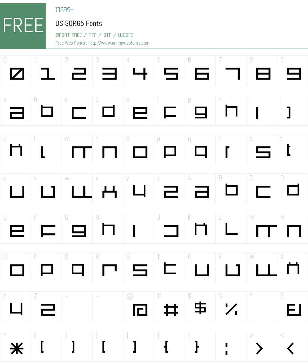 DS SQR65 Font Screenshots