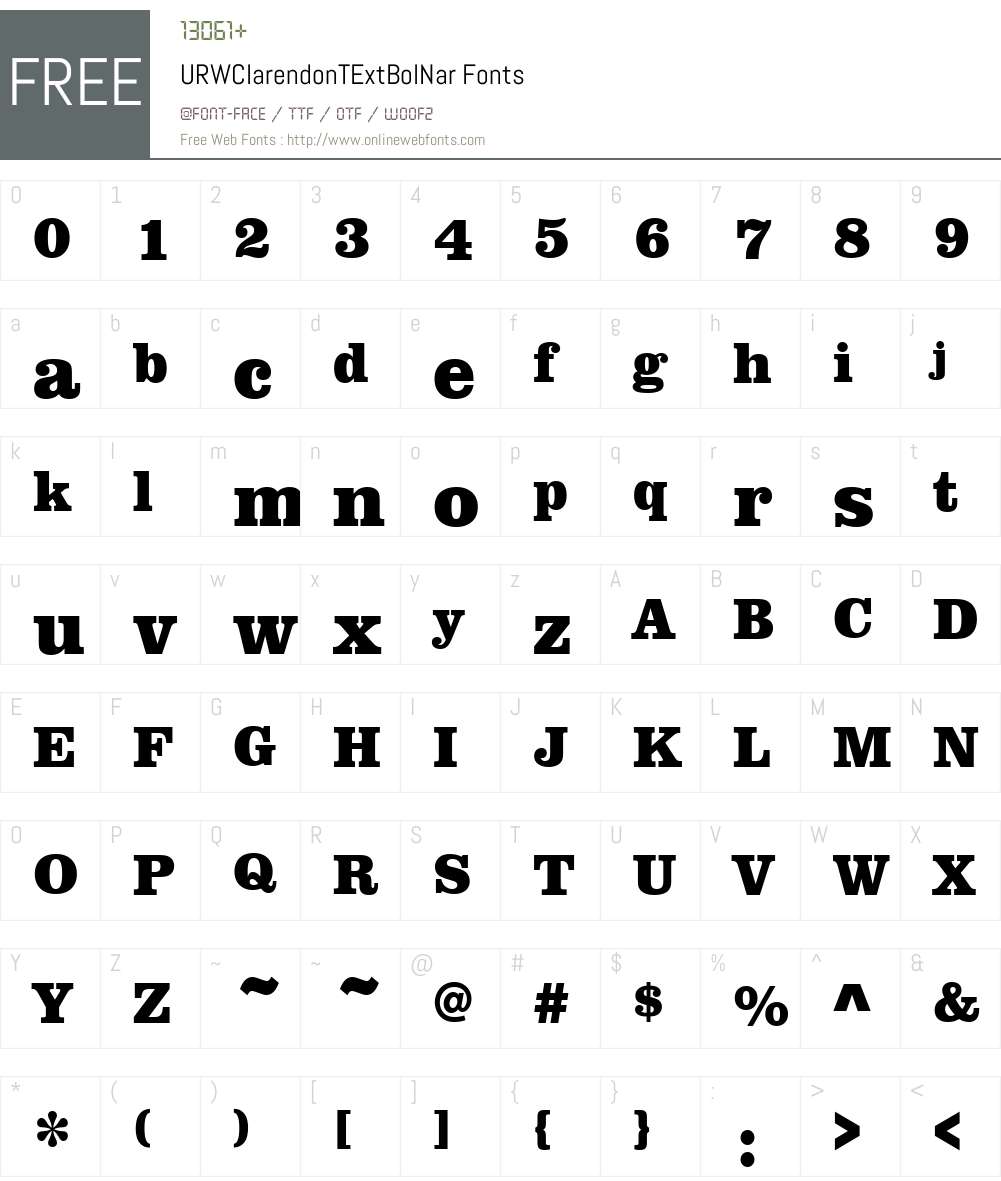 URWClarendonTExtBolNar Font Screenshots