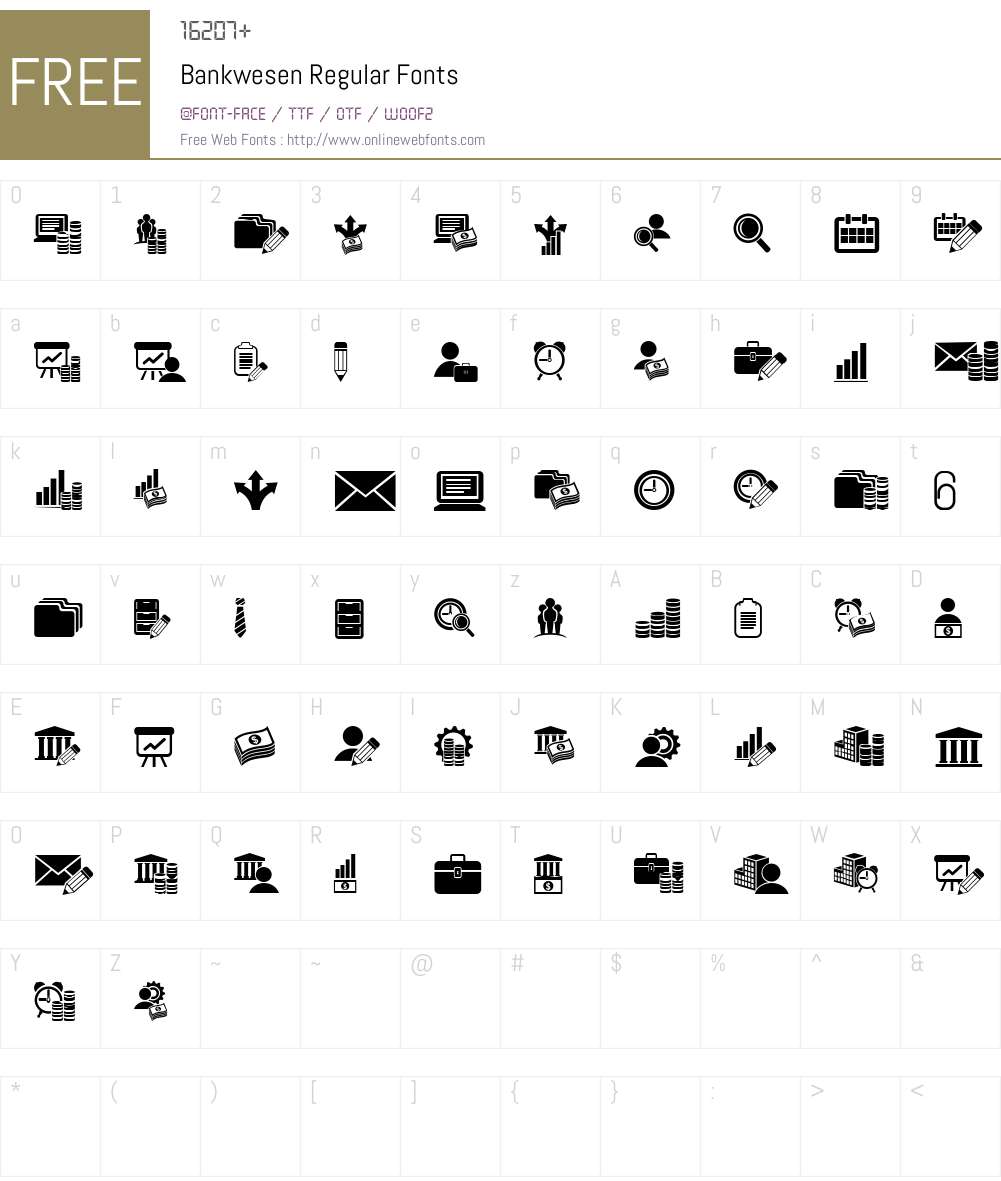 Bankwesen Font Screenshots