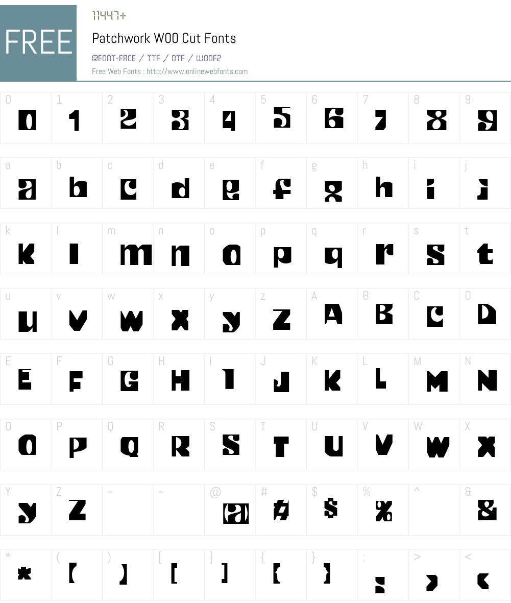 PatchworkW00-Cut Font Screenshots