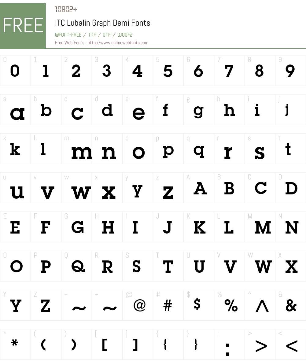 ITC Lubalin Graph Font Screenshots