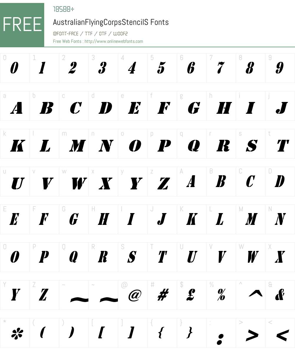 AustralianFlyingCorpsStencilS Font Screenshots
