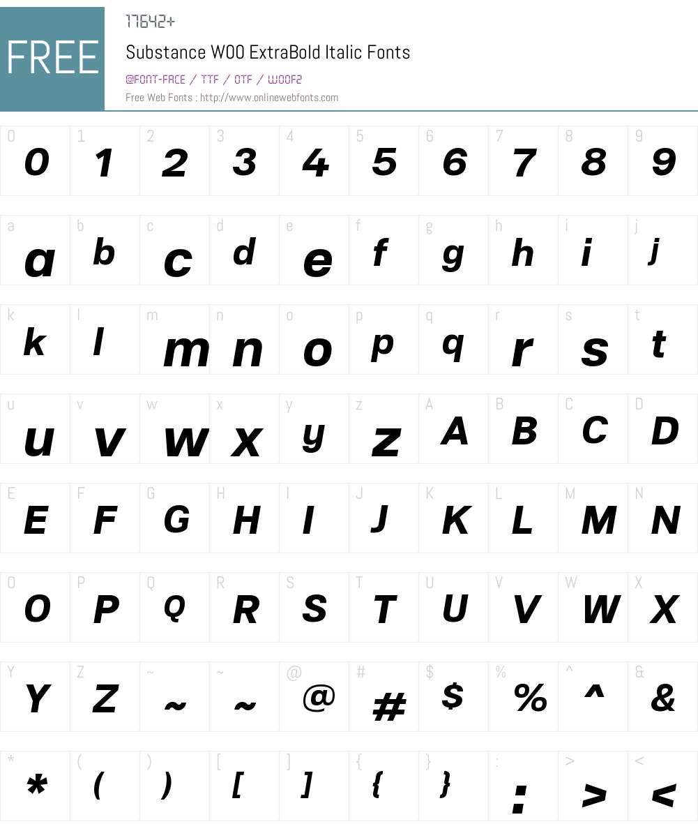 SubstanceW00-ExtraBoldIt Font Screenshots