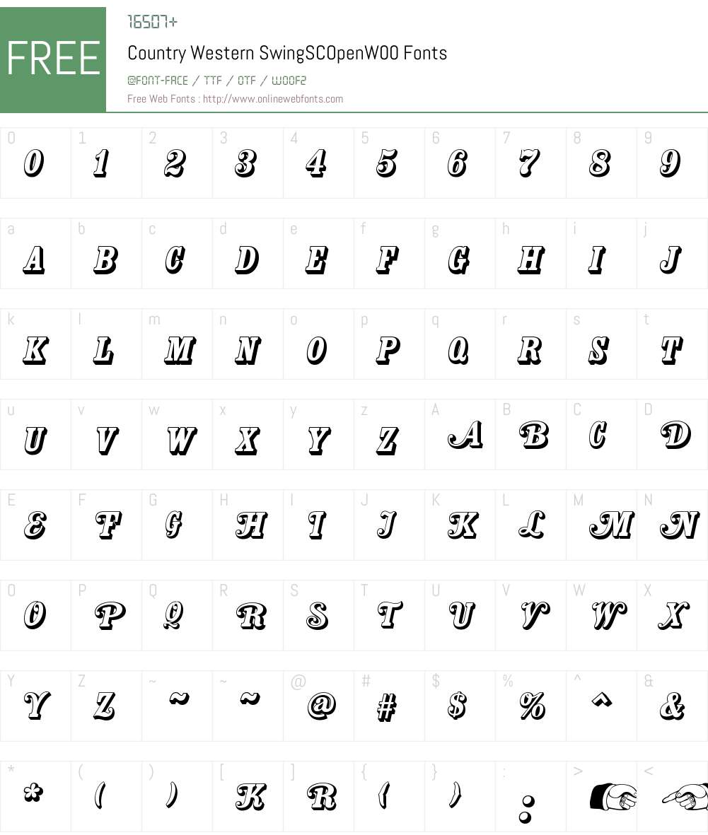 CountryWesternSwingSCOpenW00 Font Screenshots