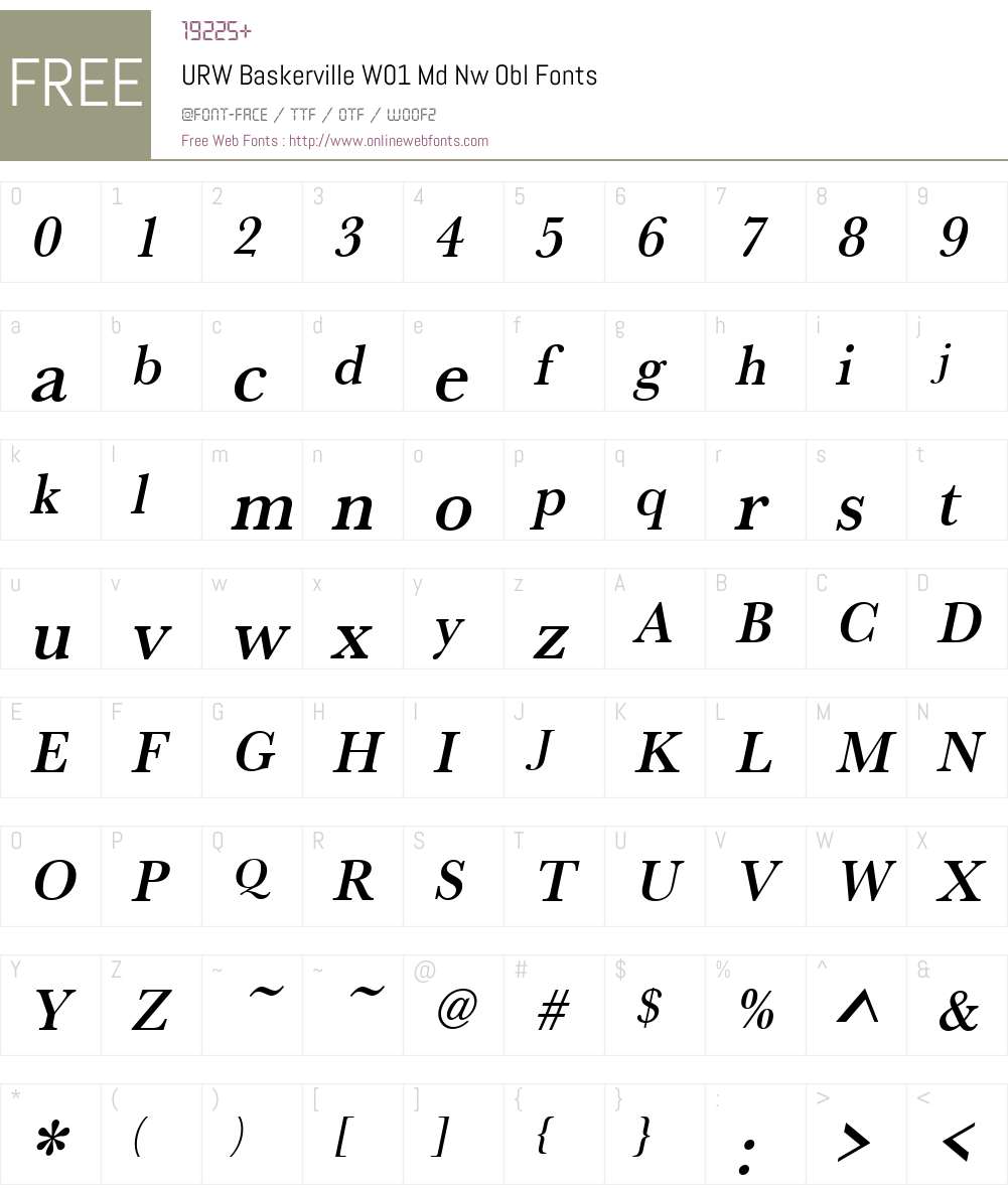 URWBaskervilleW01-MdNwObl Font Screenshots