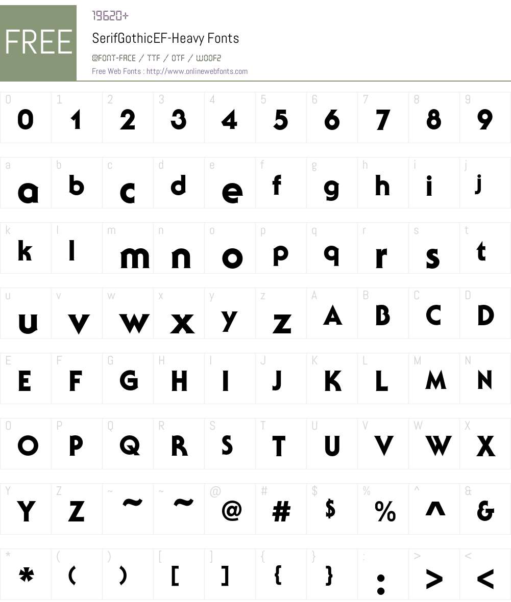 SerifGothicEF-Heavy Font Screenshots