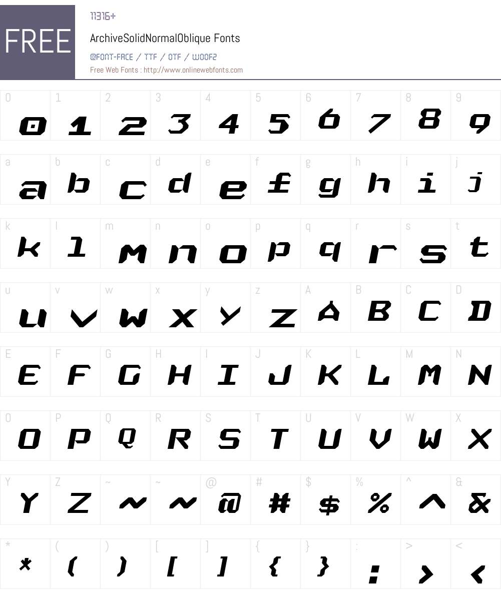 ArchiveW00-NmObl Font Screenshots