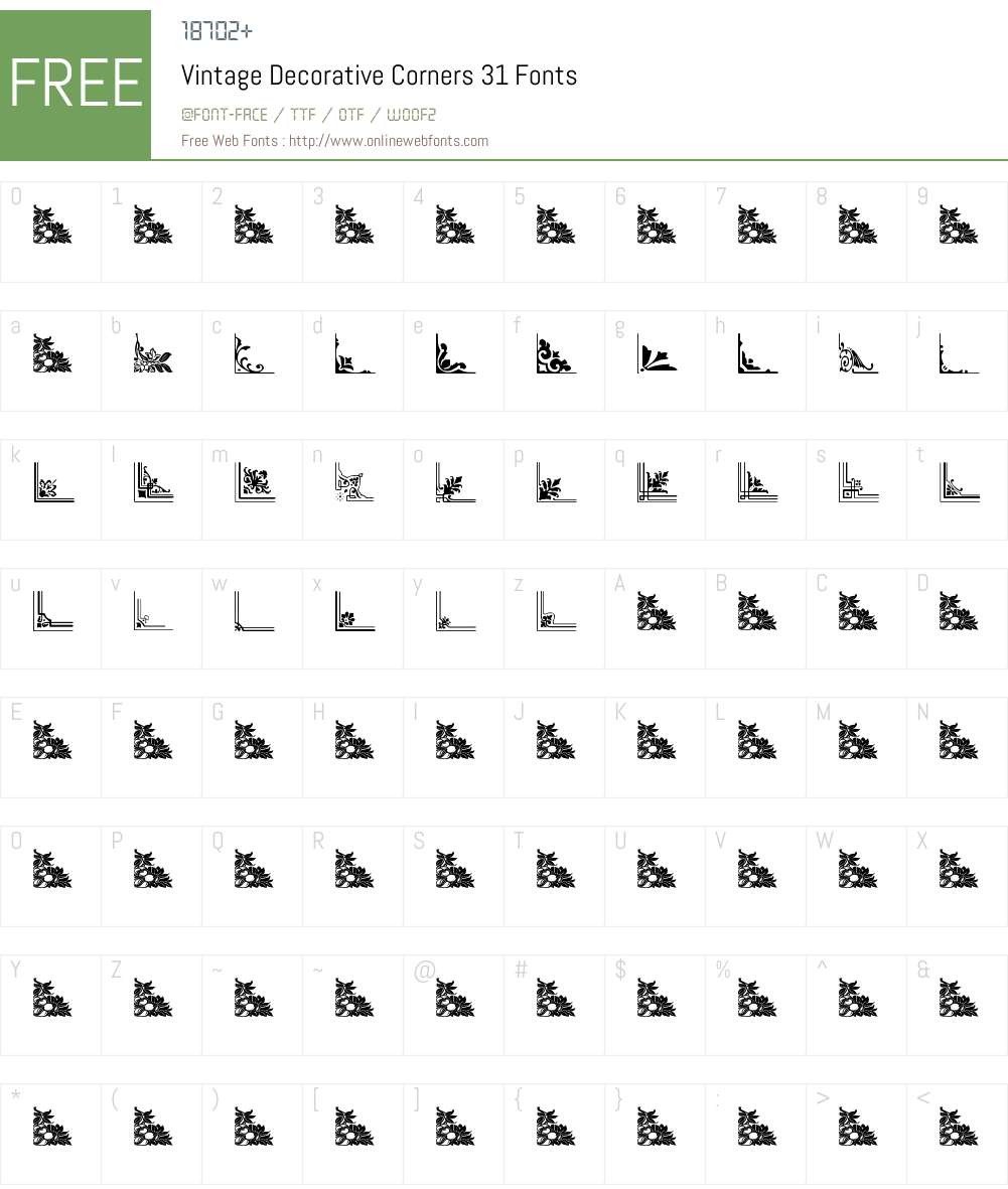 Vintage Decorative Corners 31 Font Screenshots