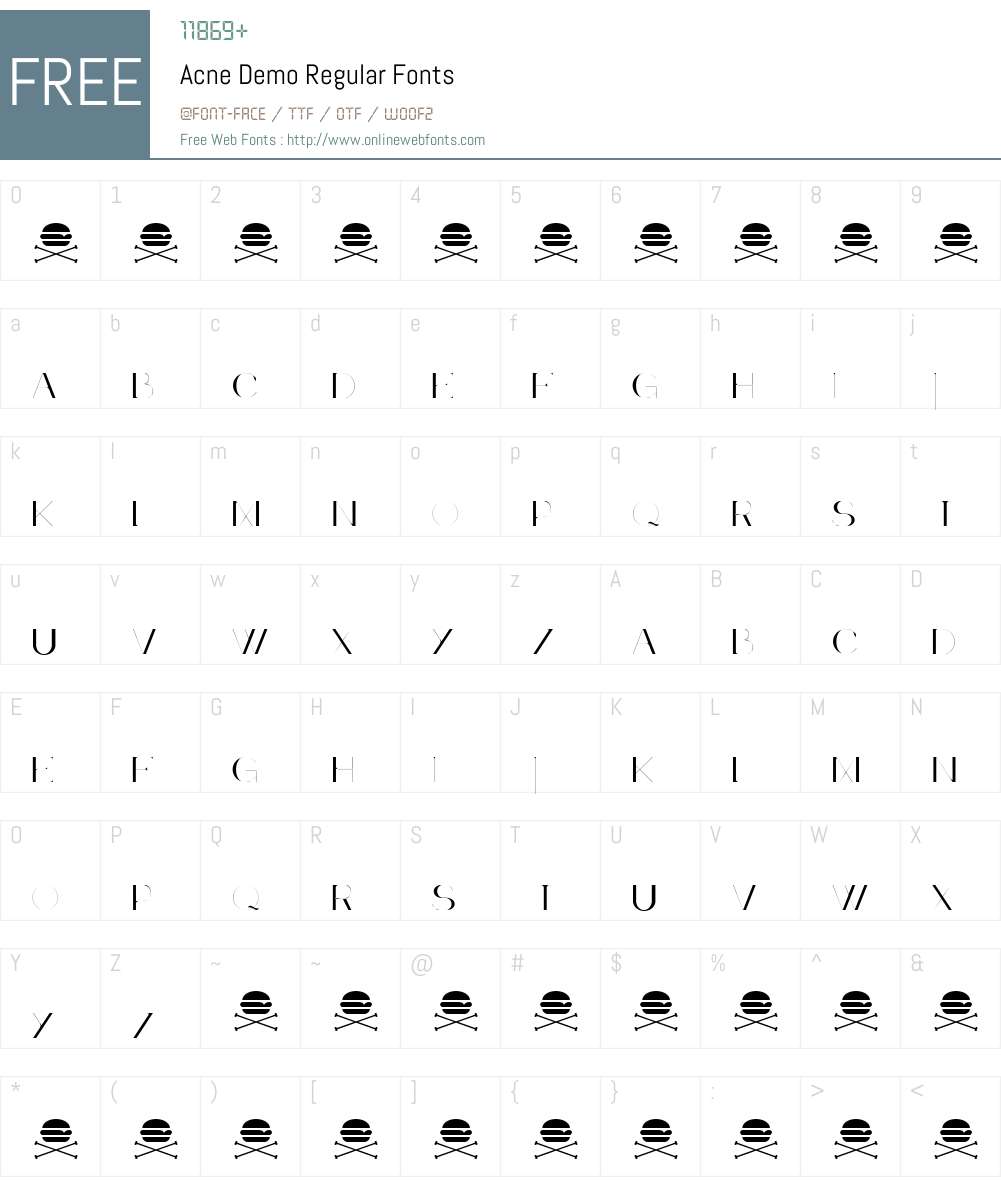 Acne Demo Font Screenshots