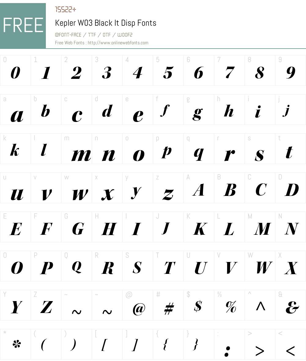 KeplerW03-BlackItDisp Font Screenshots