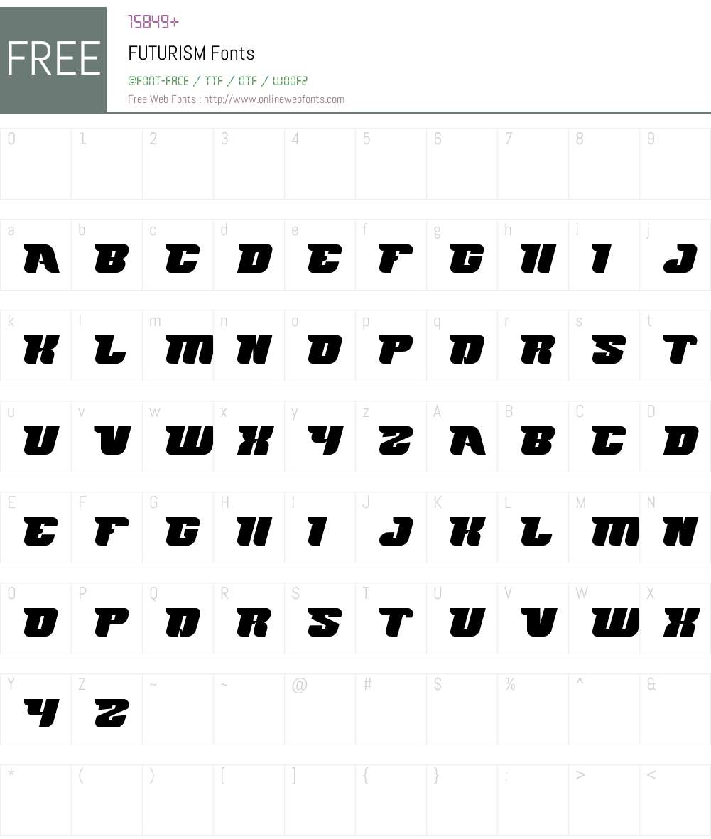 FUTURISM Font Screenshots
