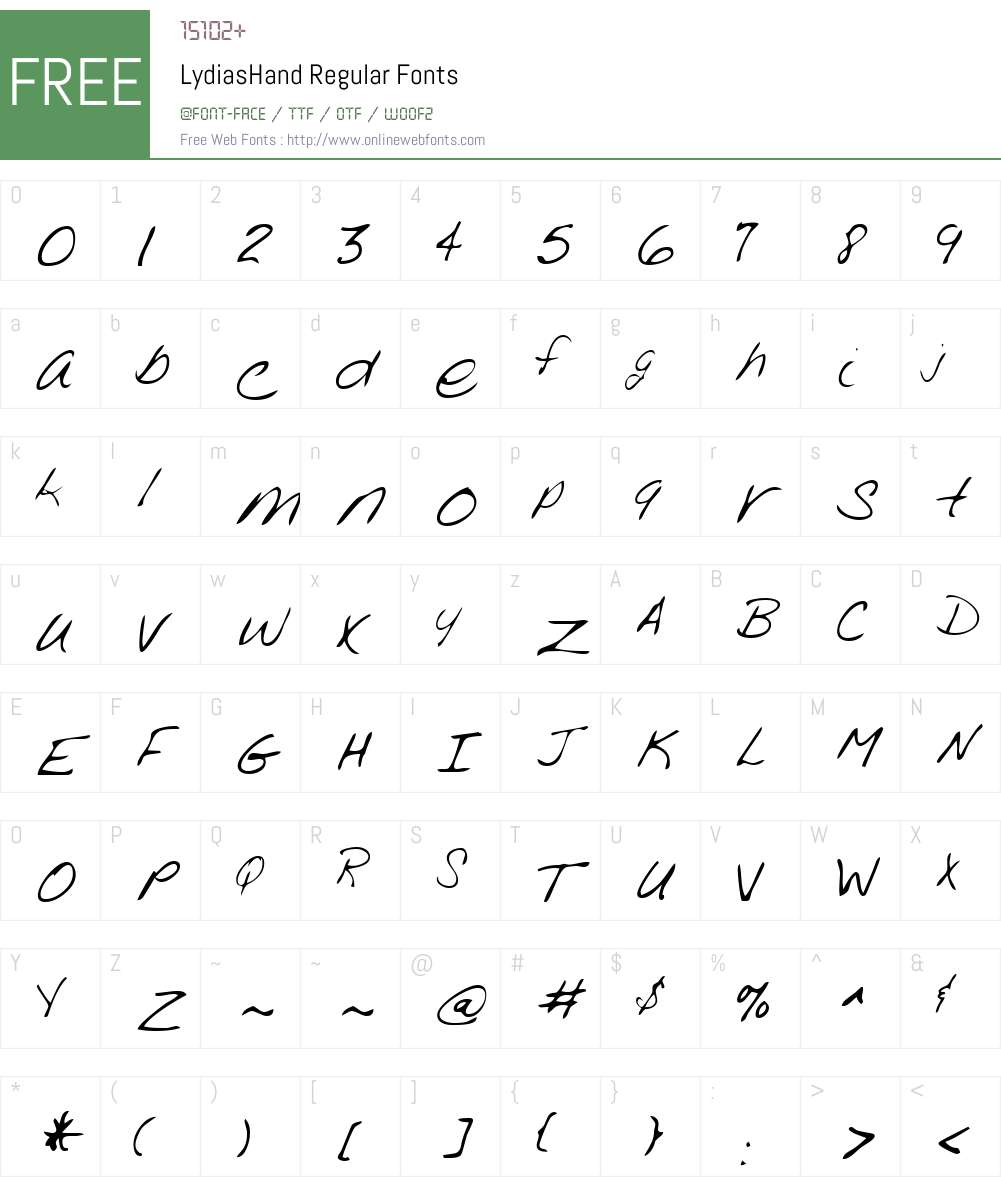 LydiasHand Font Screenshots