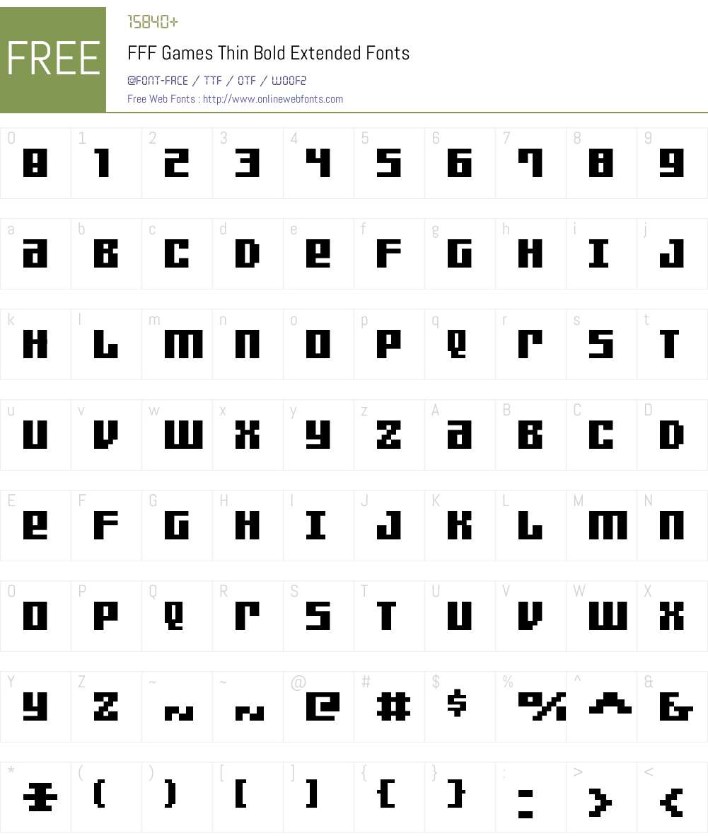 FFF Games Thin Bold Extended Font Screenshots