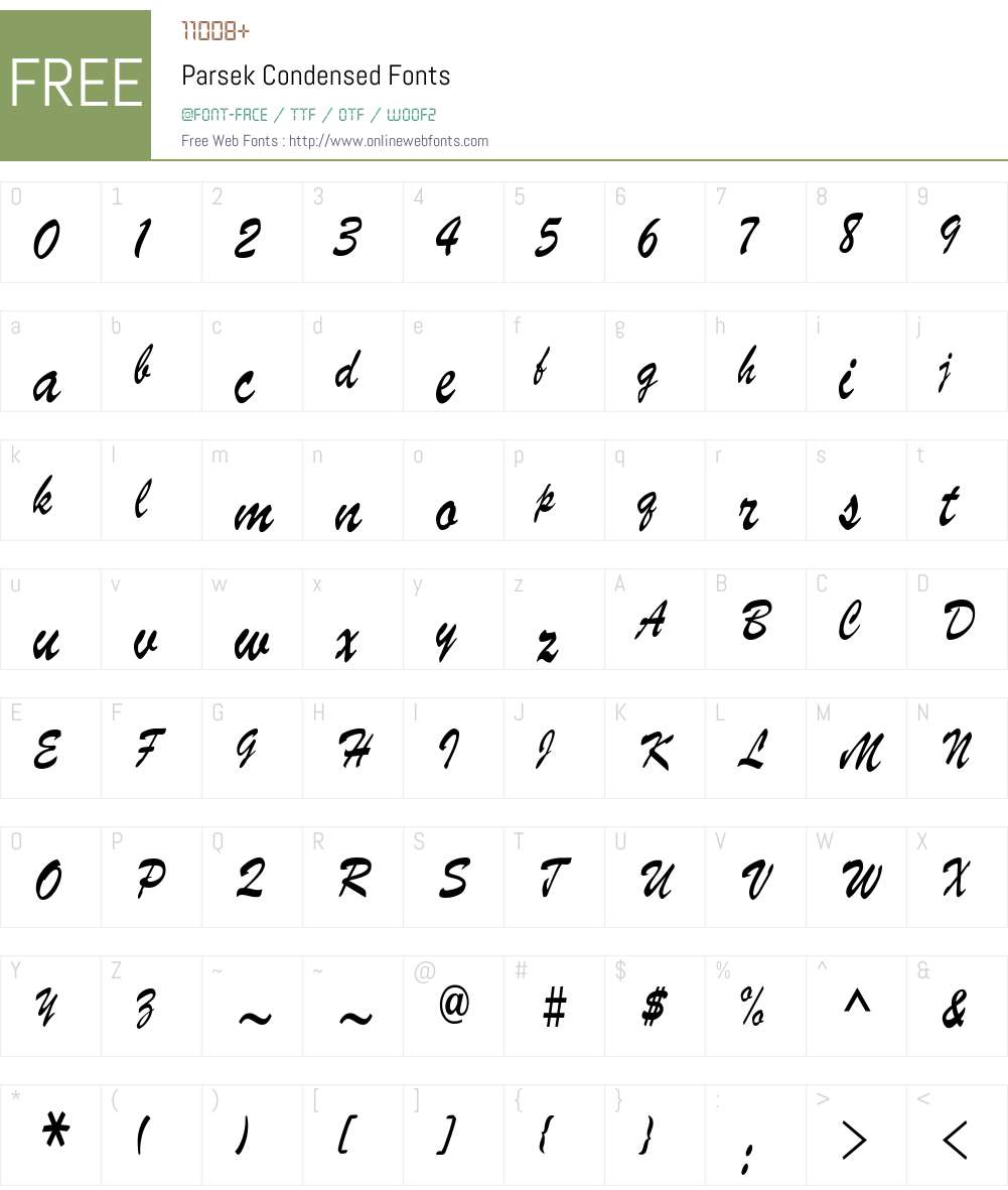 Parsek Condensed Font Screenshots