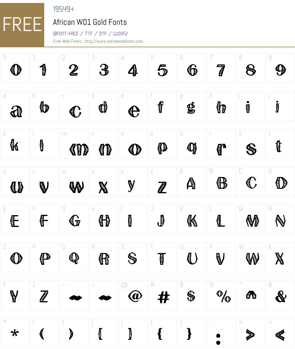 AfricanW01-Gold Font Screenshots