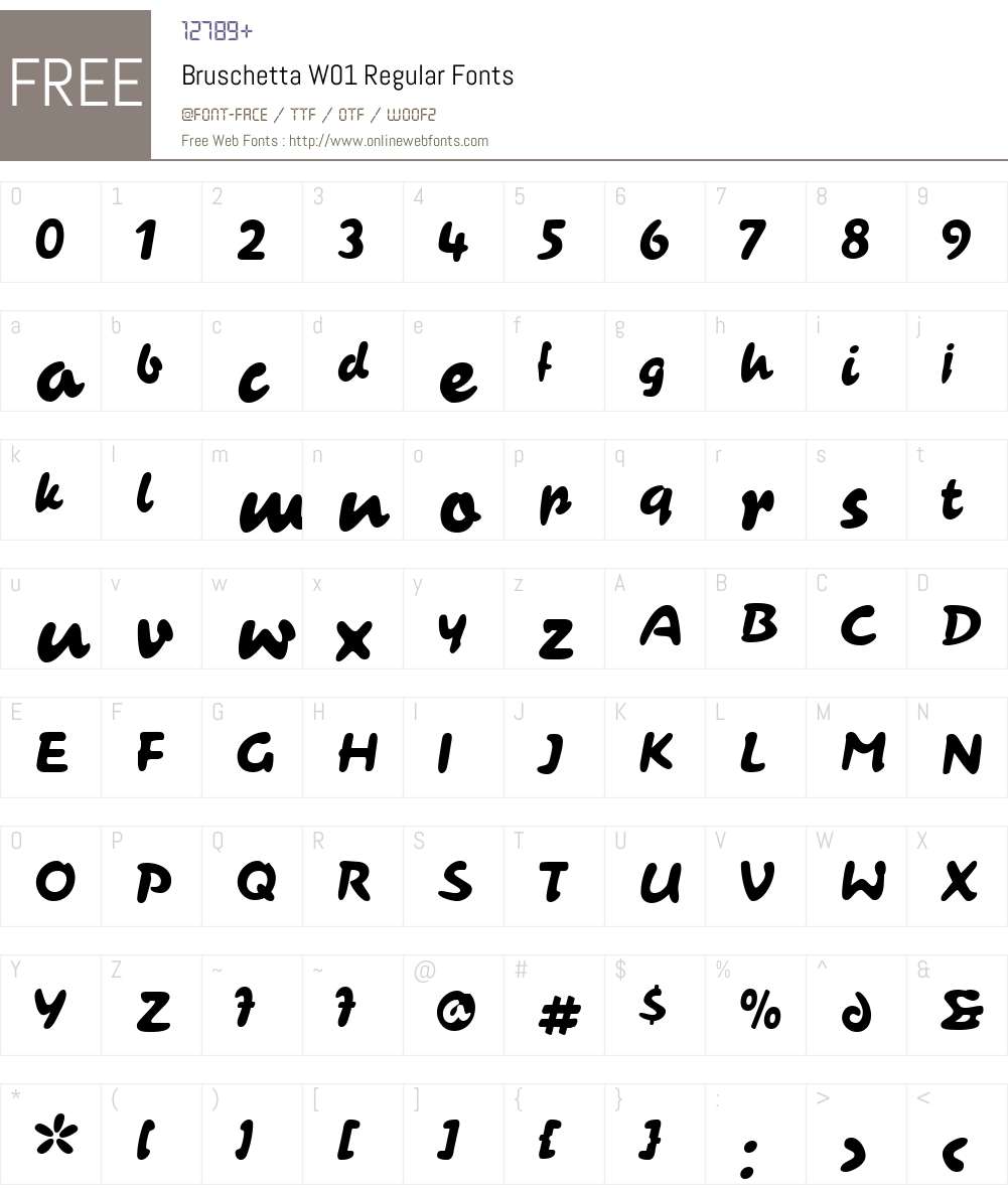 BruschettaW01-Regular Font Screenshots