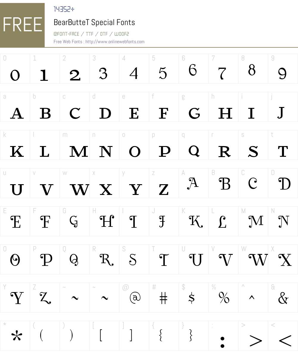 BearButteT Font Screenshots