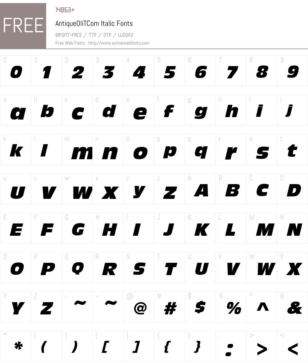 AntiqueOliTCom Font Screenshots