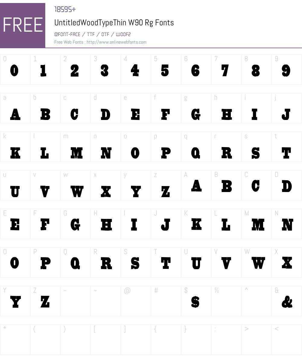 UntitledWoodTypeThinW90-Rg Font Screenshots