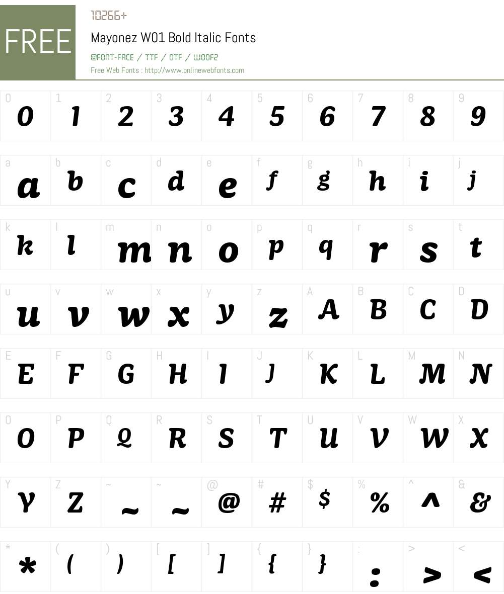 MayonezW01-BoldItalic Font Screenshots