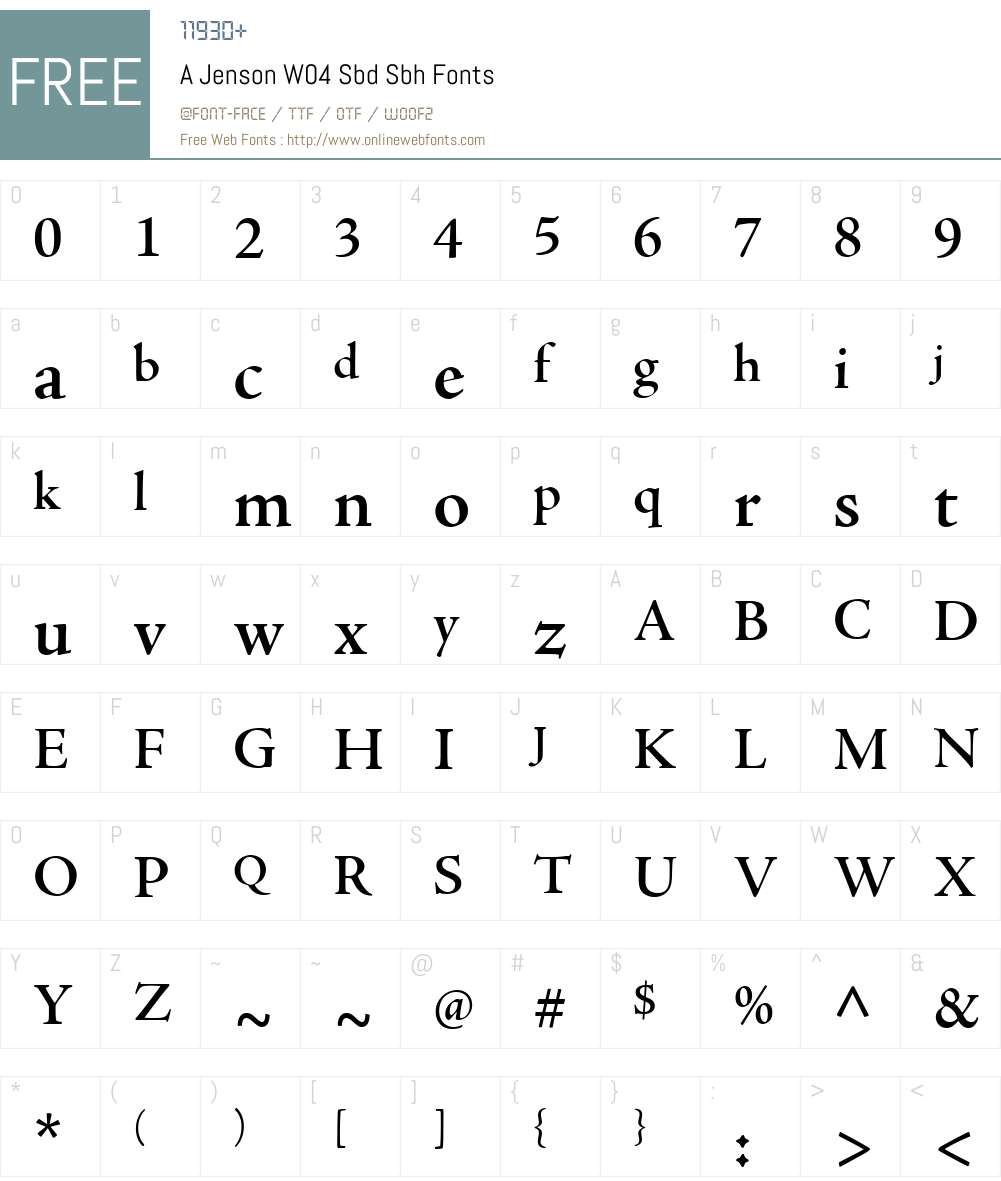 AJensonW04-SbdSbh Font Screenshots