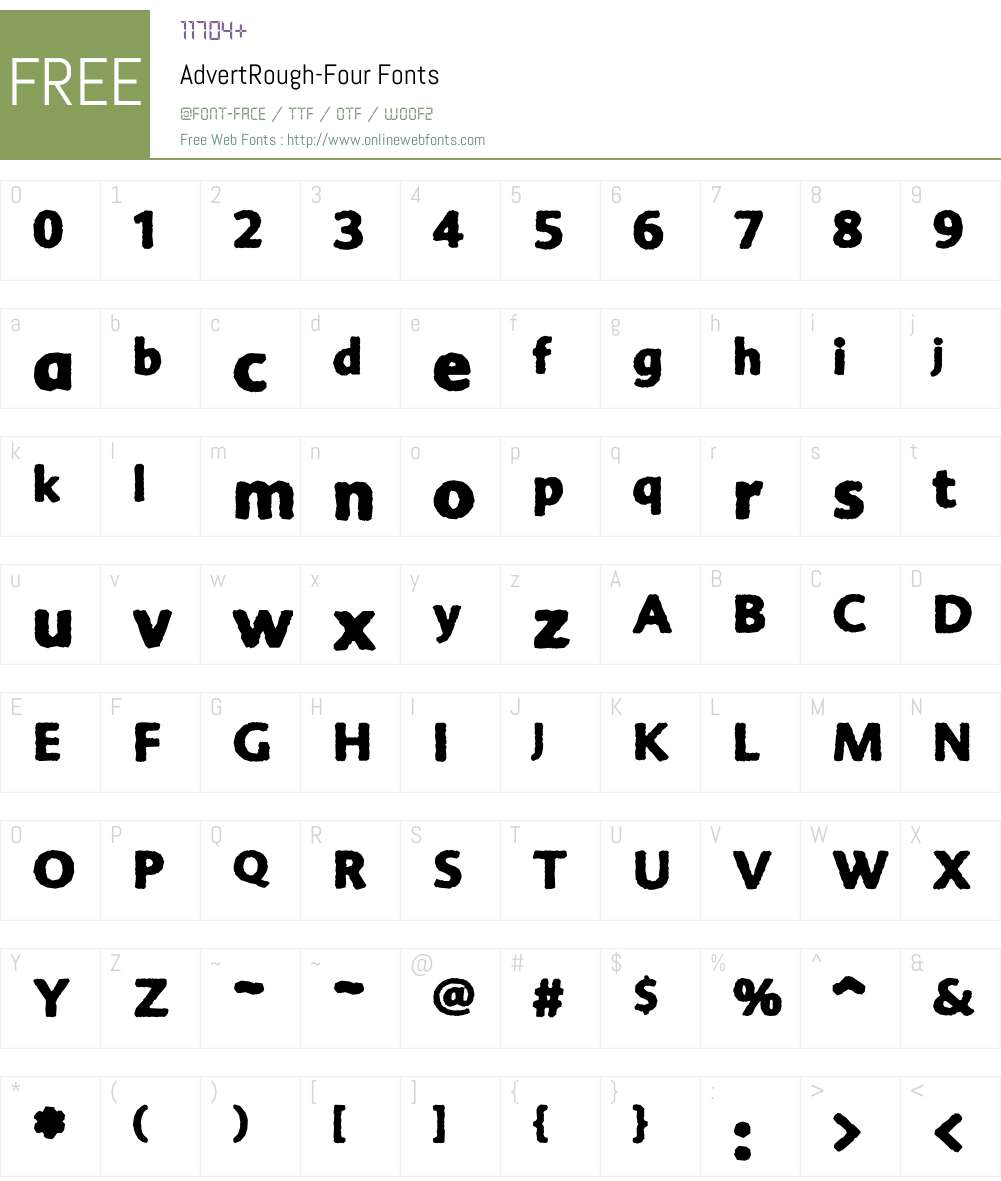 AdvertRough Font Screenshots