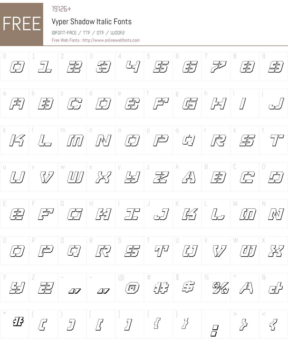 Vyper Shadow Italic Font Screenshots