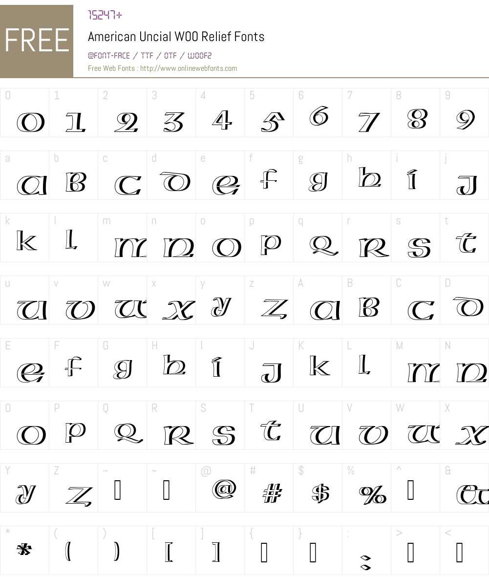AmericanUncialW00-Relief Font Screenshots
