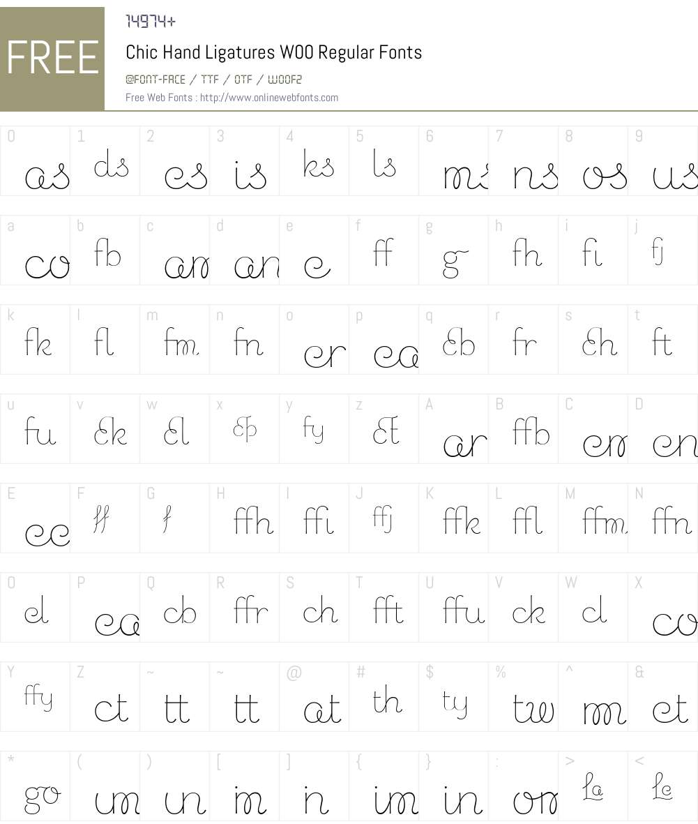 ChicHandLigaturesW00-Rg Font Screenshots