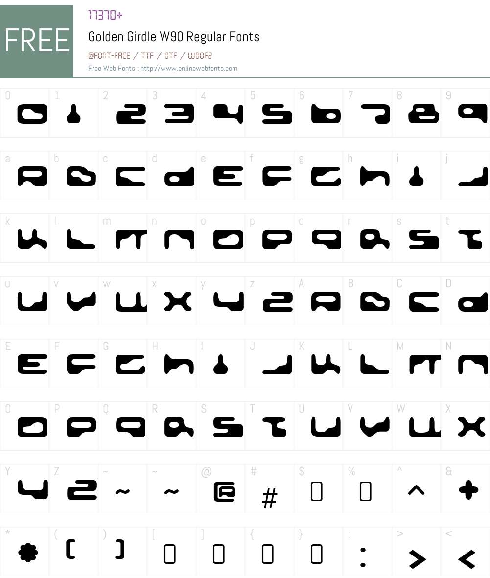 GoldenGirdleW90-Regular Font Screenshots