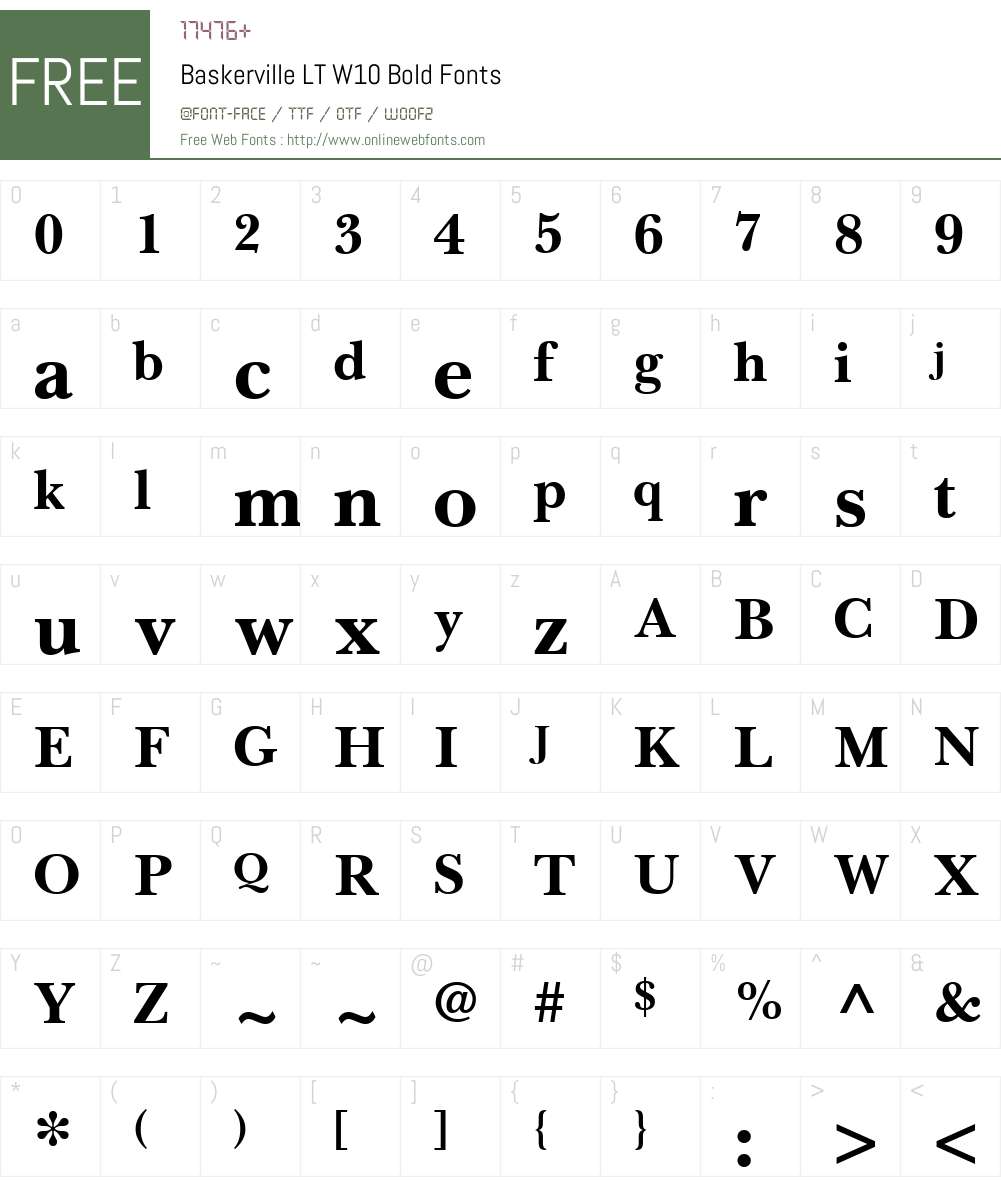 BaskervilleLTW10-Bold Font Screenshots