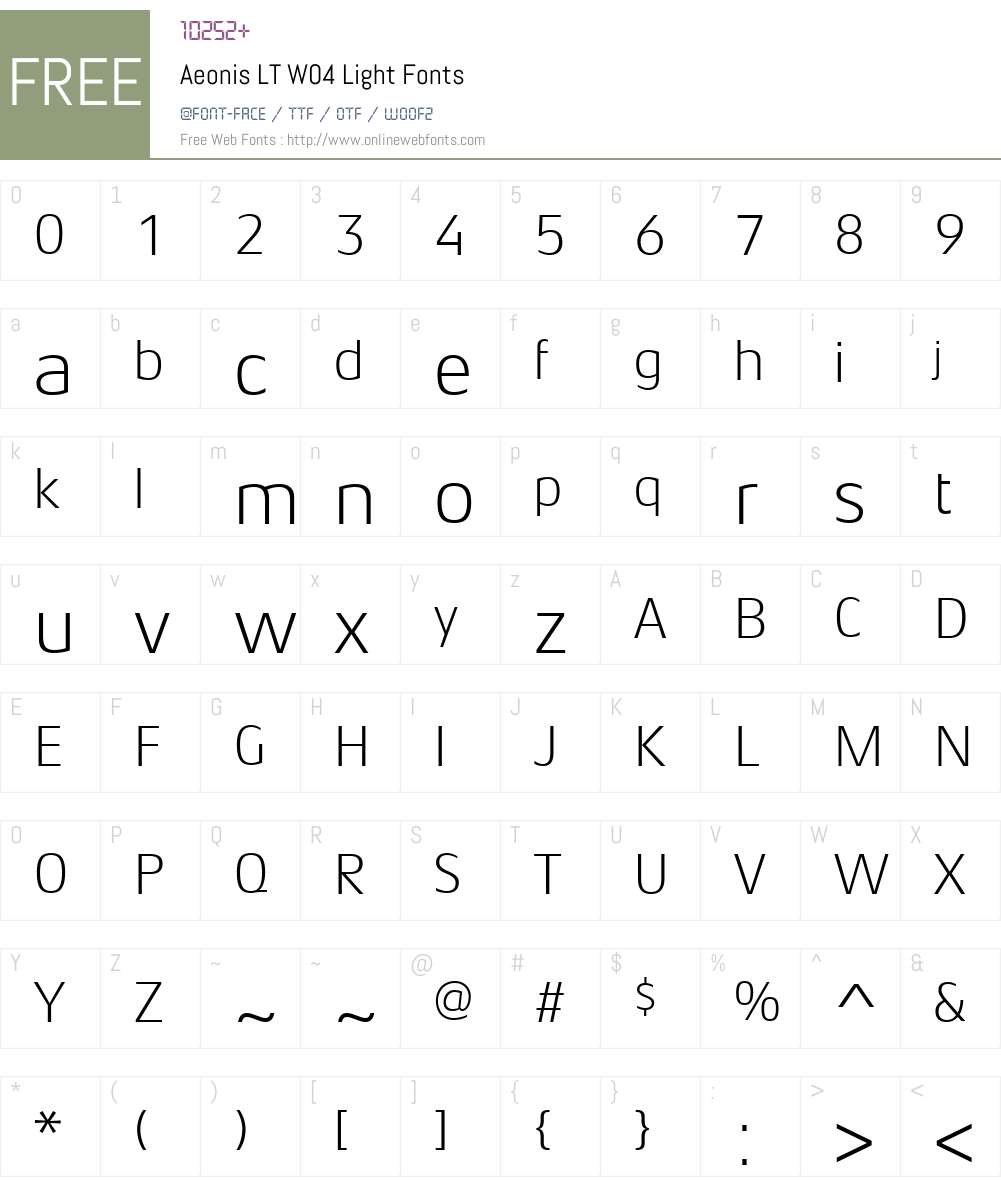 AeonisLTW04-Light Font Screenshots
