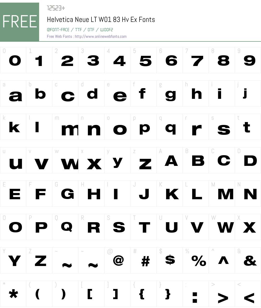 HelveticaNeueLTW01-83HvEx Font Screenshots
