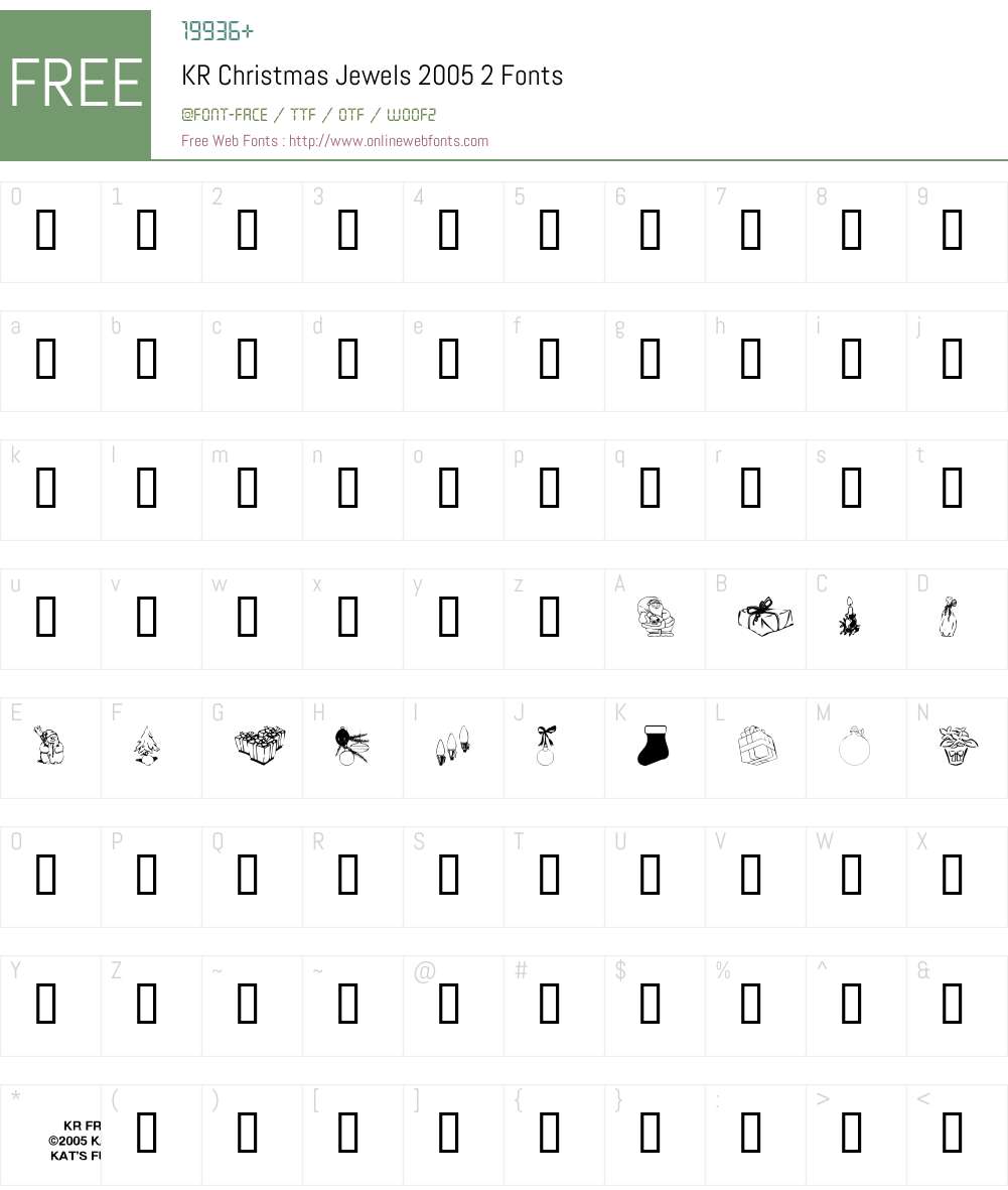 KR Christmas Jewels 2005 2 Font Screenshots