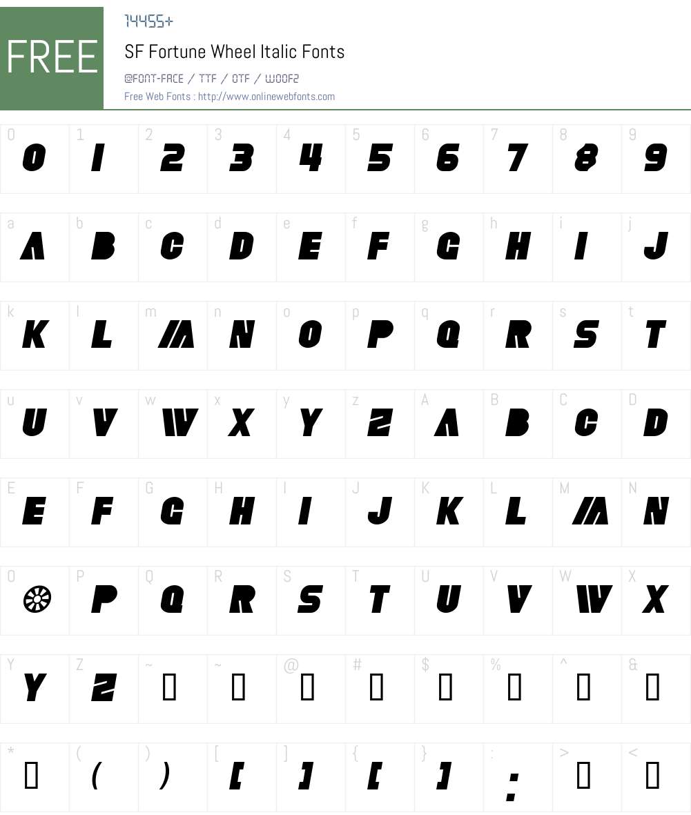 SF Fortune Wheel Font Screenshots