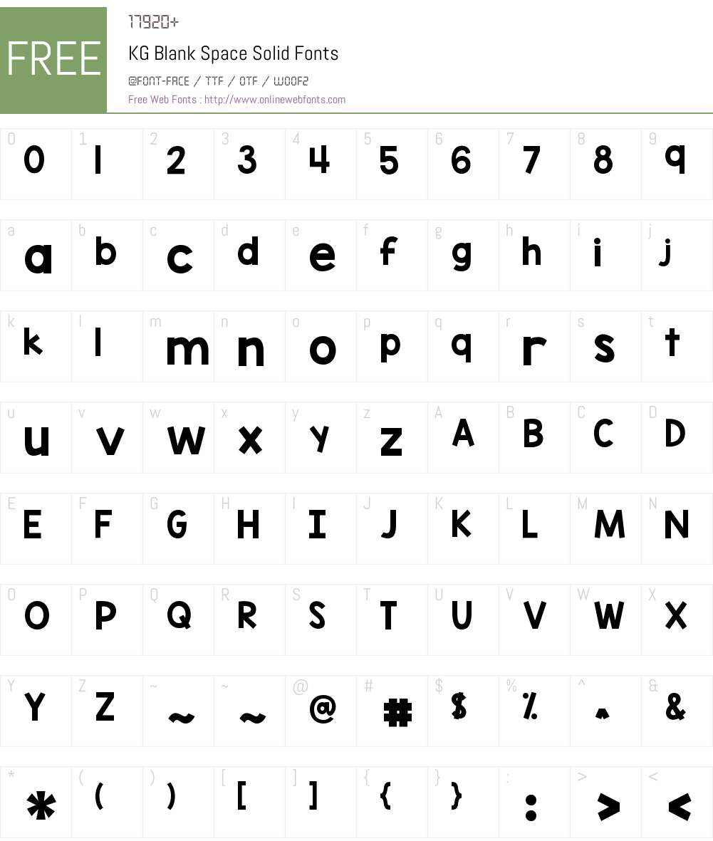 KG Blank Space Solid Font Screenshots