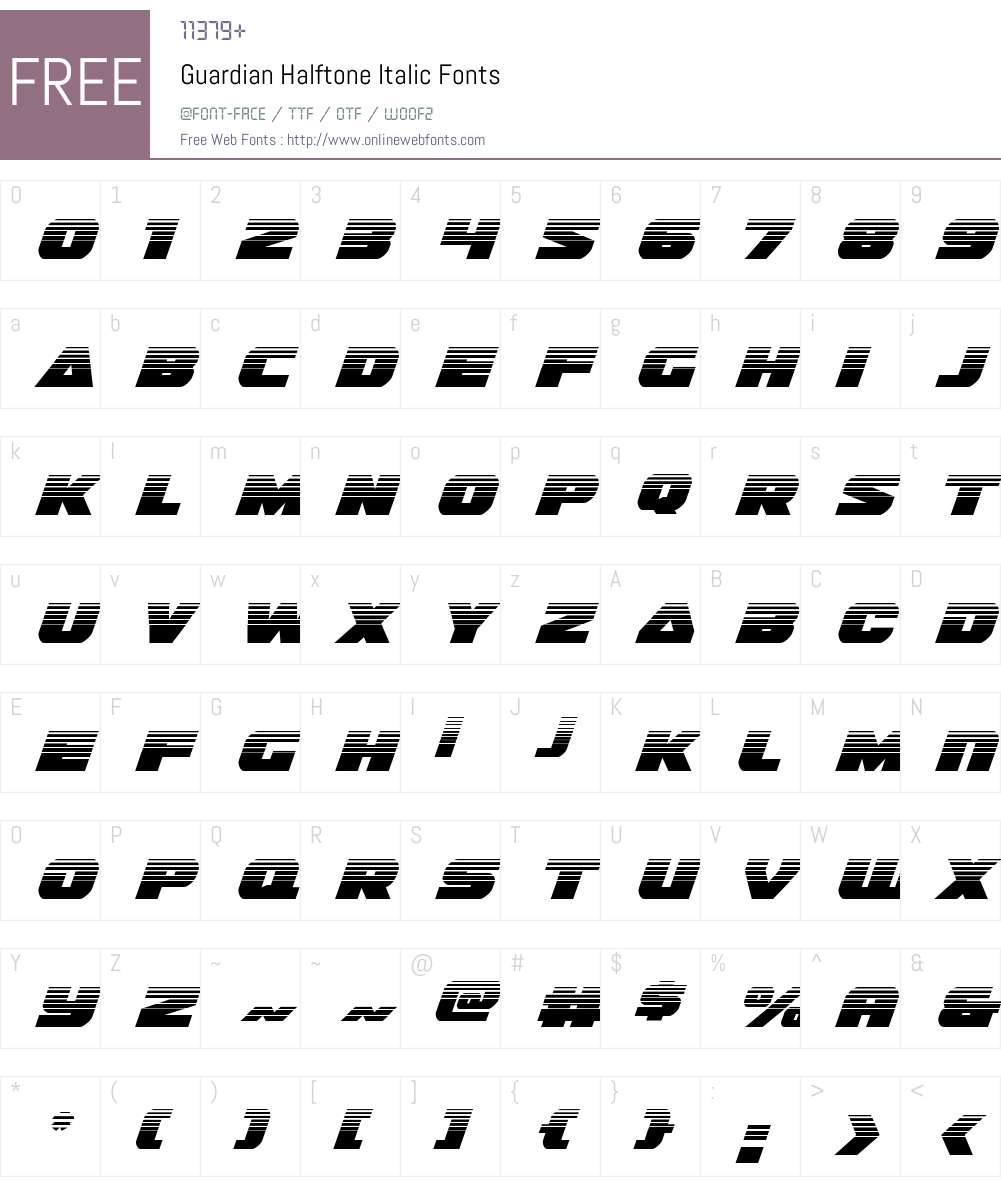 Guardian Halftone Italic Font Screenshots