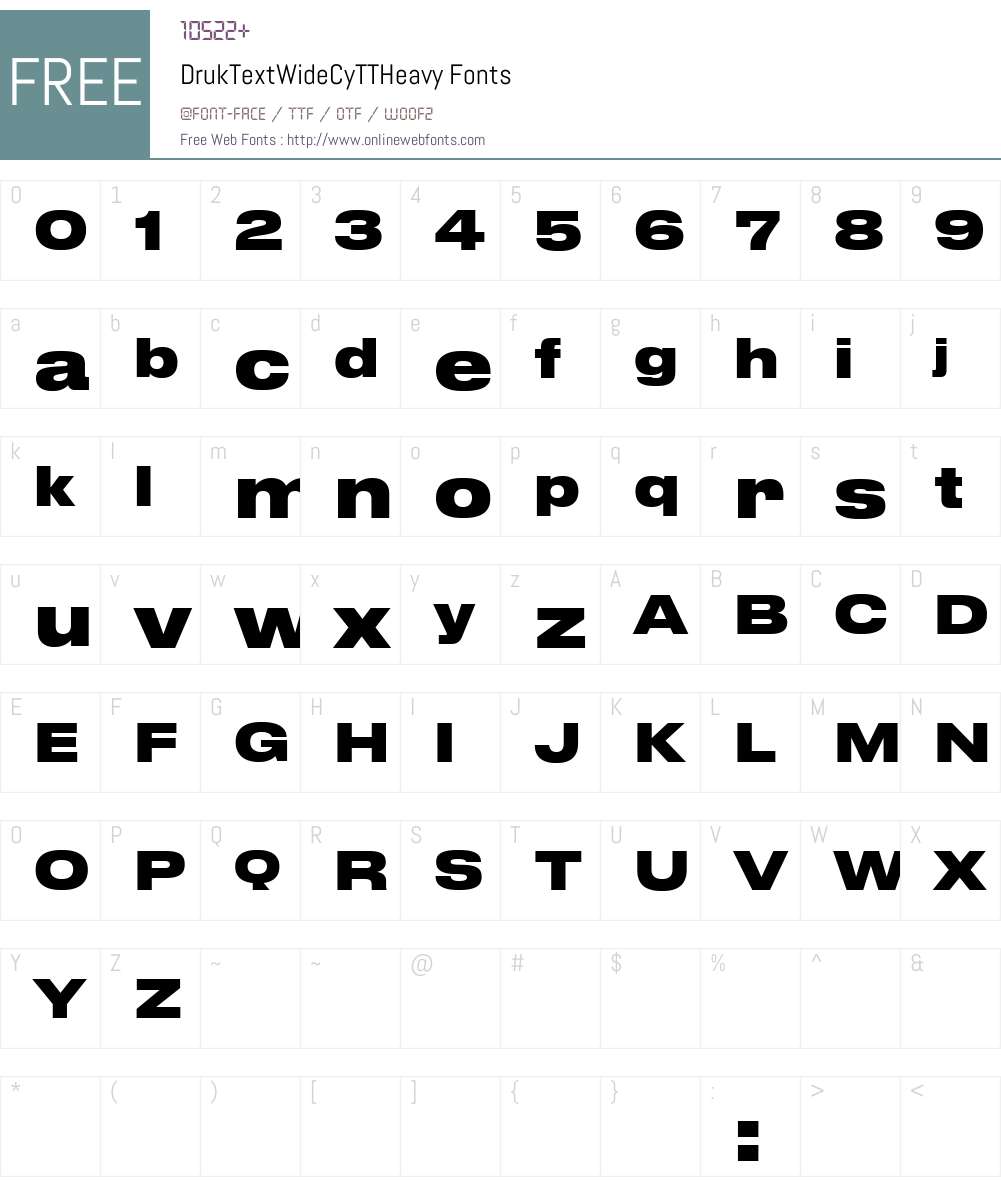 Druk Text Wide Cy TT Heavy Font Screenshots