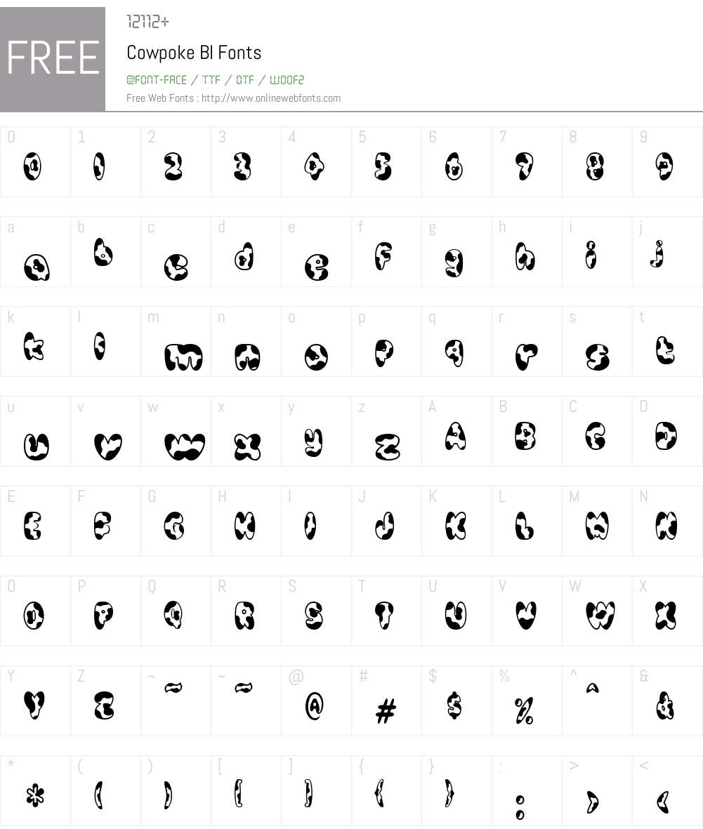 Cowpoke BI Font Screenshots