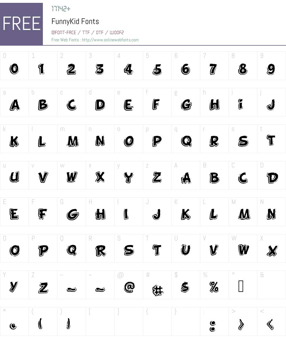 FunnyKid Font Screenshots