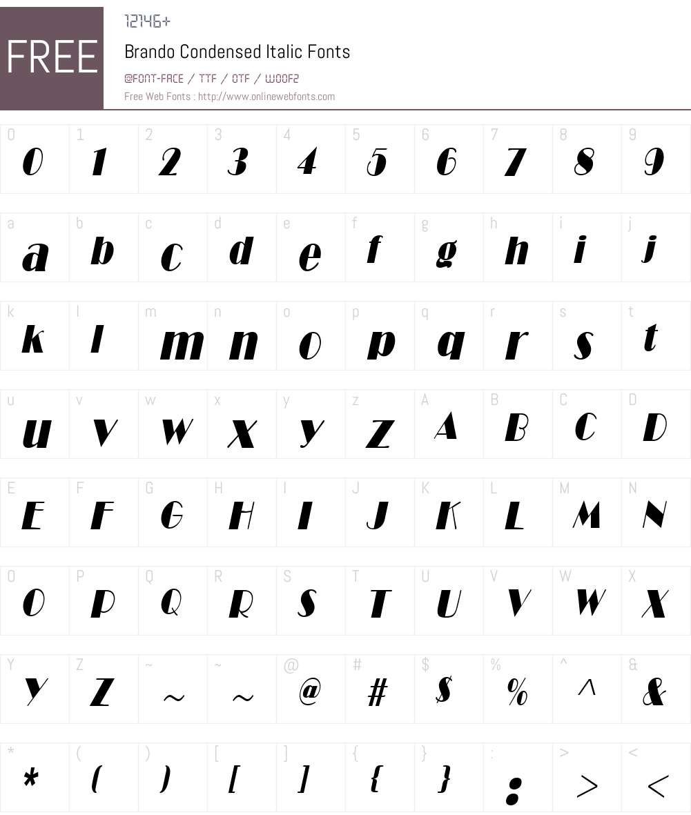 Brando Condensed Font Screenshots