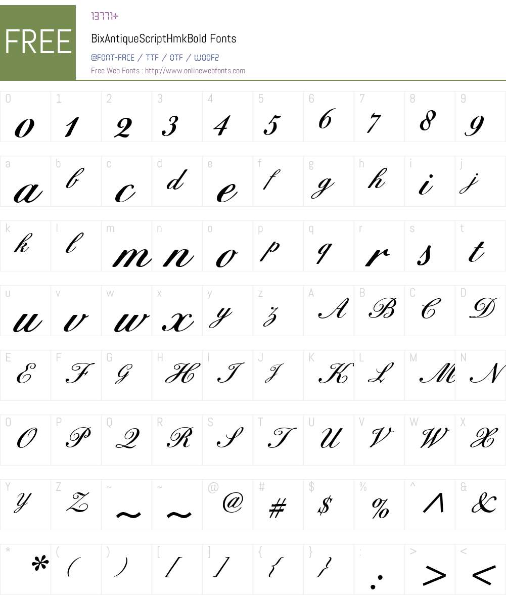 BixAntiqueScriptHmkBold Font Screenshots