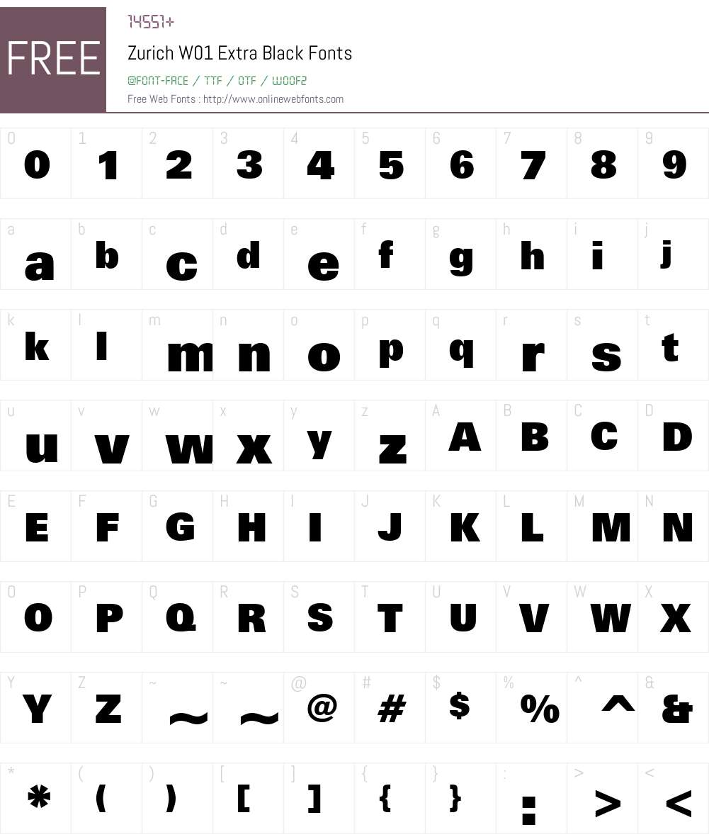ZurichW01-ExtraBlack Font Screenshots