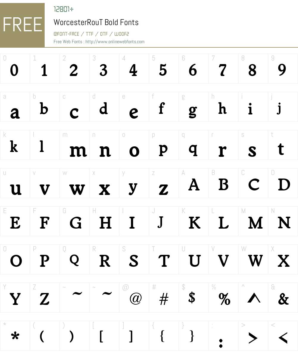 WorcesterRouT Font Screenshots